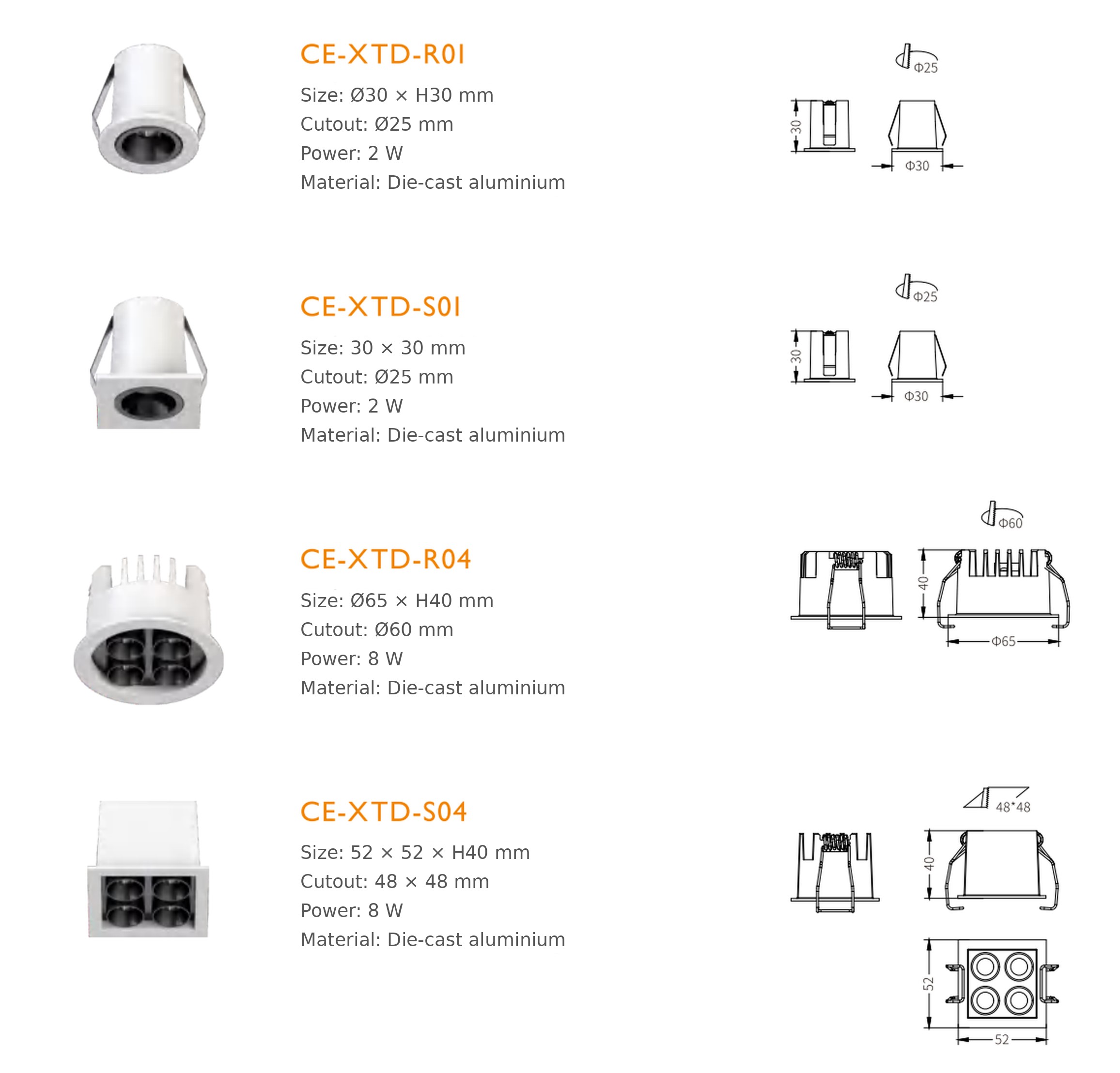 Mini Recessed LED Spotlights 2W & 8W for Commercial Projects | KONS XTD Series