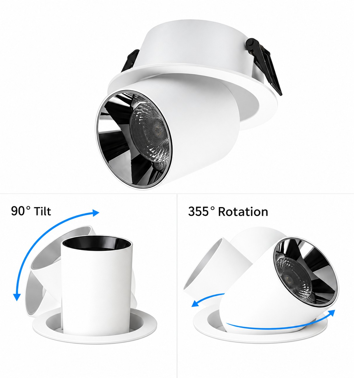 Retractable Adjustable Recessed LED Spotlight | KONS