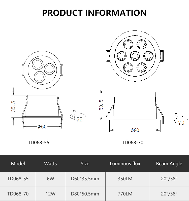 product-750-798 ALLWAY High Efficiency Luminous Efficiency Sports Stadiums 6watt 12watt Led Recessed Spot Light