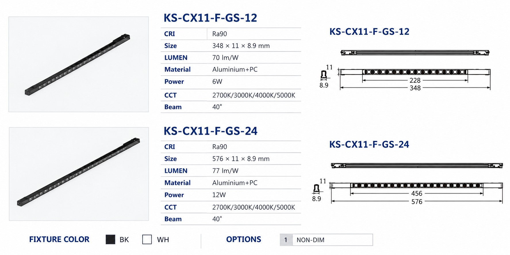 KONS Slim Grille Magnetic Track Light | 6W / 12W | 40° Beam KONS Slim Grille Magnetic Track Light | 6W / 12W | 40° Beam