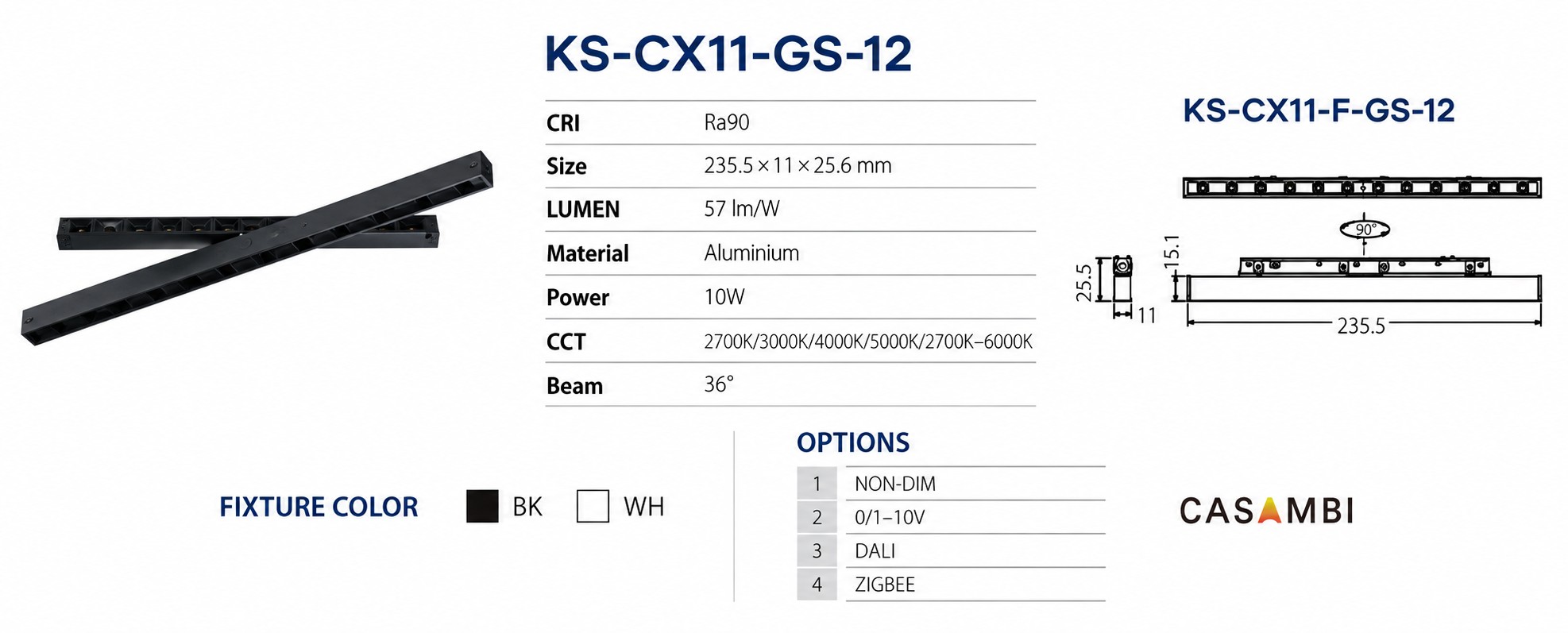 KONS Adjustable Grille Magnetic Track Light | 10W | 36° Beam KONS Adjustable Grille Magnetic Track Light | 10W | 36° Beam