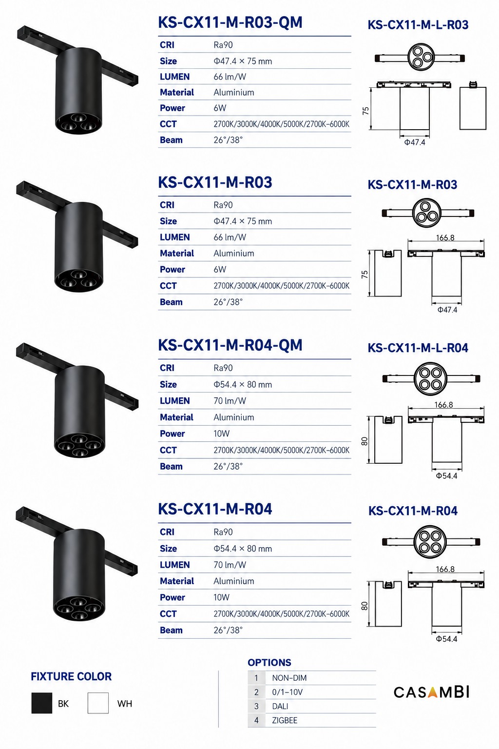 KONS Cylindrical Magnetic Track Downlight | 6W / 10W | CRI 90 KONS Cylindrical Magnetic Track Downlight | 6W / 10W | CRI 90