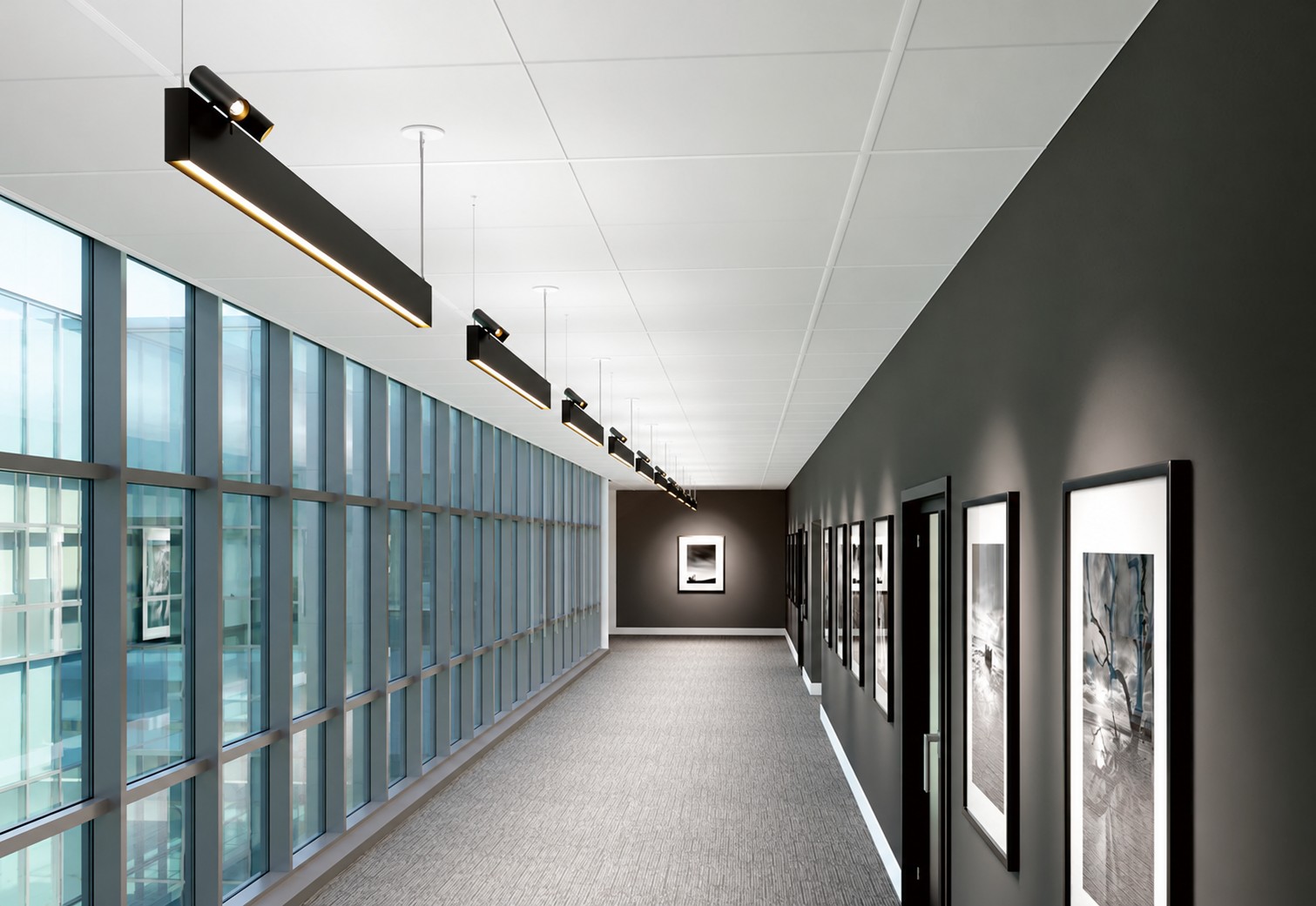 KONS KSKD917S Linear LED Pendant Light with 48V Magnetic Spotlight System
